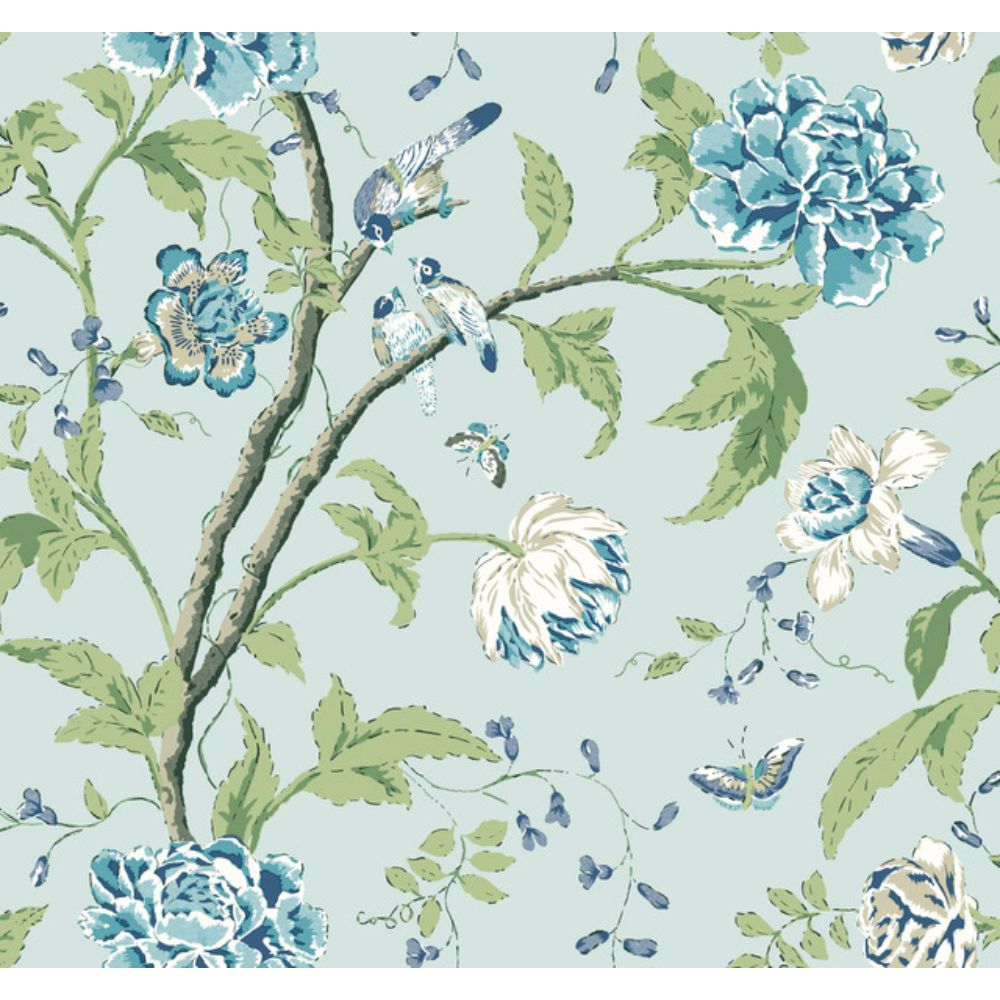 York BL1784 Blooms Light Blue Teahouse Floral Wallpaper