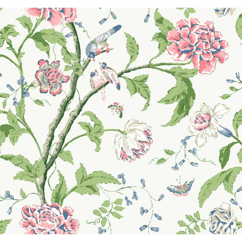 York BL1785 Blooms White & Blush Teahouse Floral Wallpaper