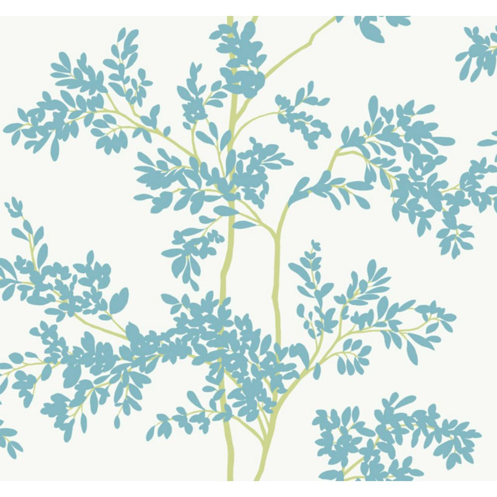 York BL1803 Blooms White & Aqua Lunaria Silhouette Wallpaper