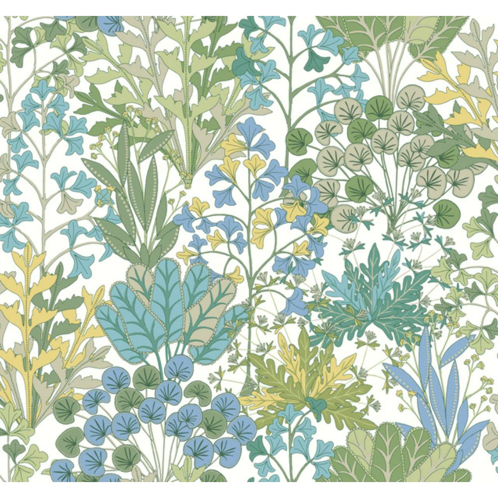 York BL1814 Blooms White & Green Forest Floor Wallpaper