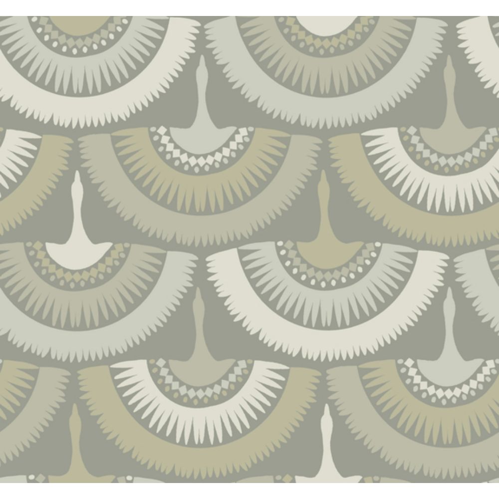 Antonina Vella by York BO6645 Bohemian Luxe Feather and Fringe Wallpaper in Gray