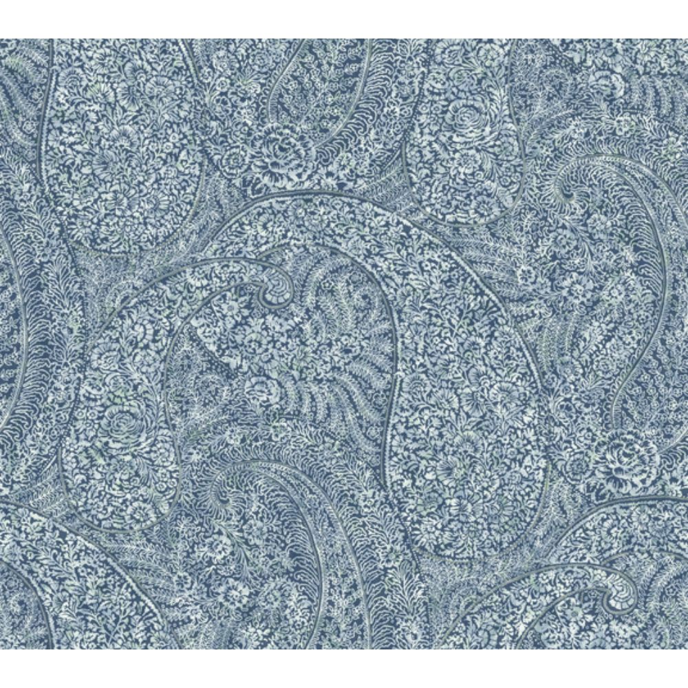 Antonina Vella by York BO6655 Bohemian Luxe Kashmir Dreams Paisley Wallpaper in Blue
