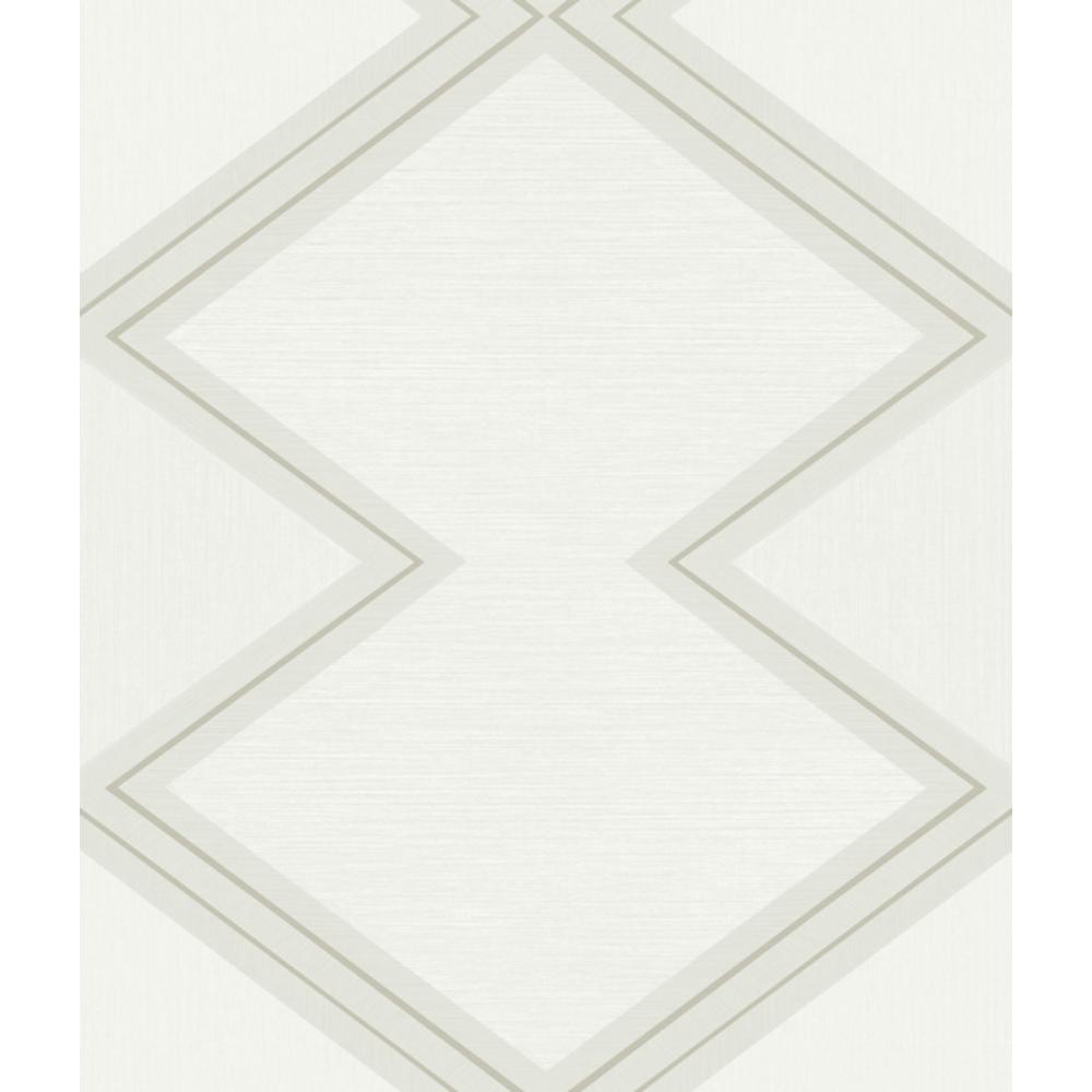 York BW3821 Black & White Resource Library Diamond Twist Wallpaper in White & Cream