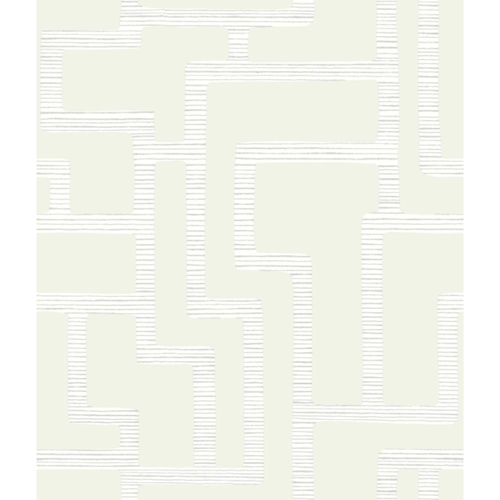 York BW3832 Black & White Resource Library Graphic Polyomino Wallpaper in Pearl