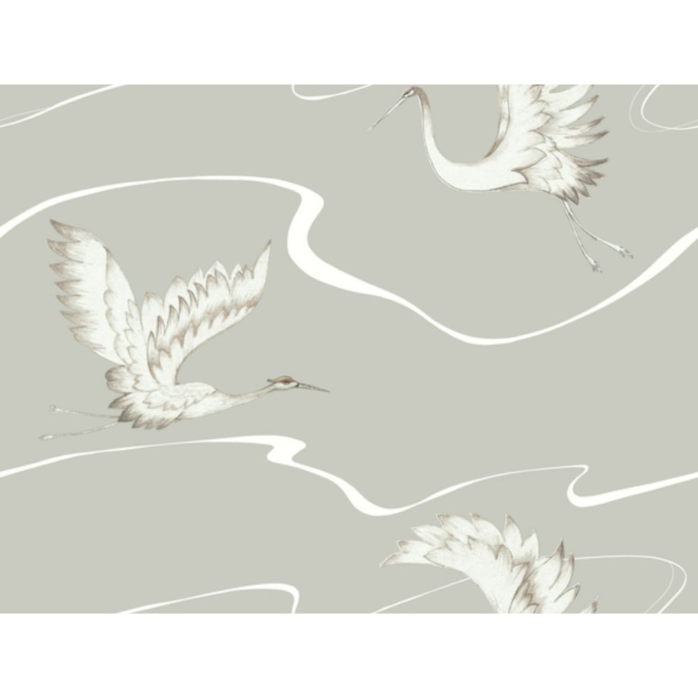 Inspired by Color by York BW3872 Beige & Naturals Taupe Soaring Cranes Wallpaper
