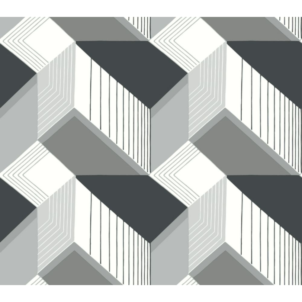 Inspired by Color by York BW3882 Black & White III Black & White Graphic Geo Wallpaper