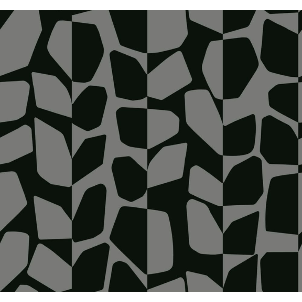 Inspired by Color by York BW3894 Black & White III Black Metallic Primitive Vines Wallpaper