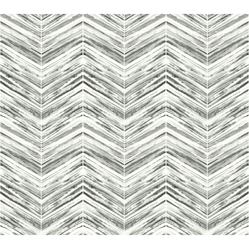 Inspired by Color by York BW3911 Black & White III Black & White Petite Watercolor Chevron Wallpaper