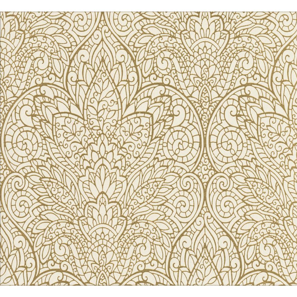 York Designer Series CD4009 Candice Olson Decadence Paradise Wallpaper in off white/metallic gold