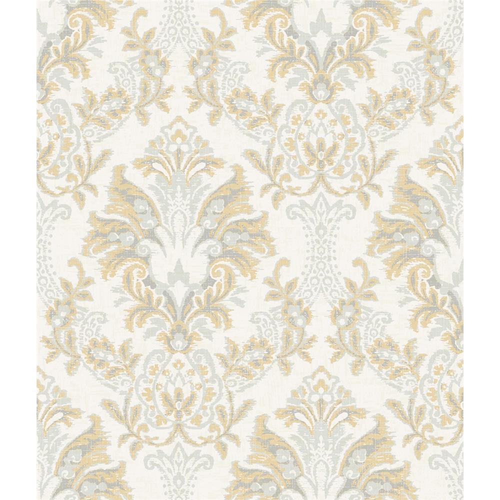 York Wallcoverings CL2501 Impressionist Bold Brocade Wallpaper in Yellow