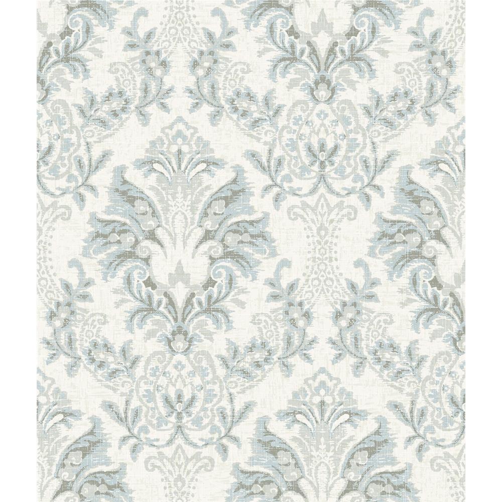 York Wallcoverings CL2502 Impressionist Bold Brocade Wallpaper in Blue, Grey