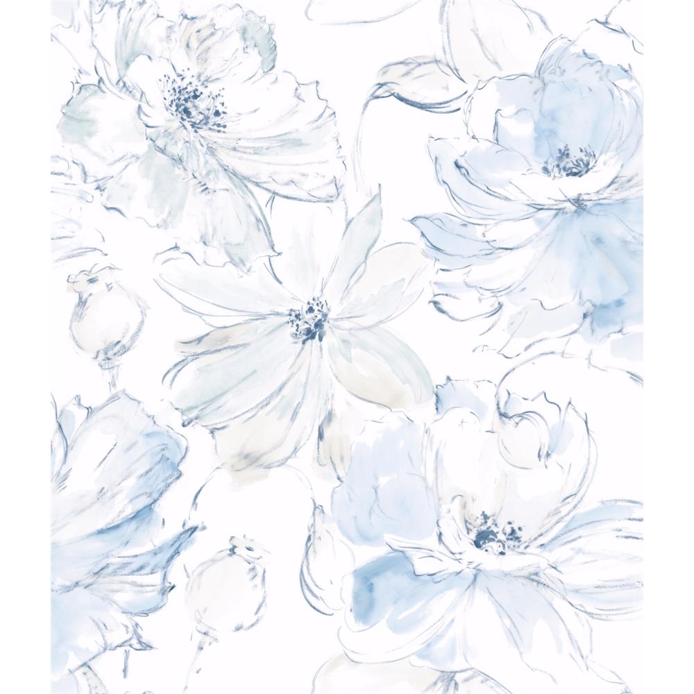 York Wallcoverings CL2519 Impressionist Floral Dreams Wallpaper in Blue