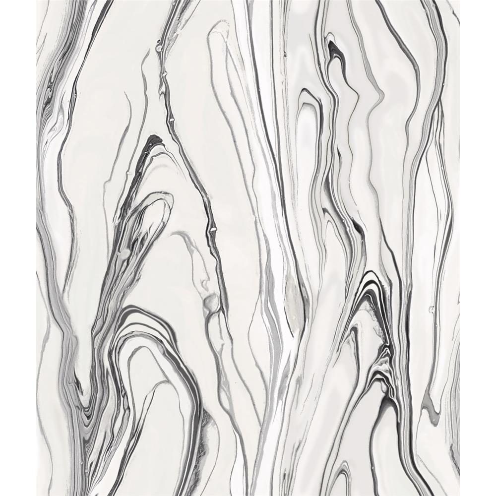 York Wallcoverings CL2572 Impressionist Liquid Marble Wallpaper in Black
