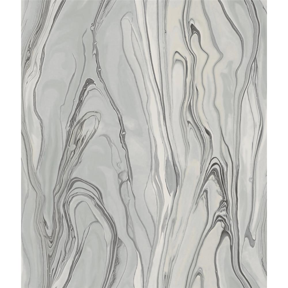 York Wallcoverings CL2575 Impressionist Liquid Marble Wallpaper in Gray