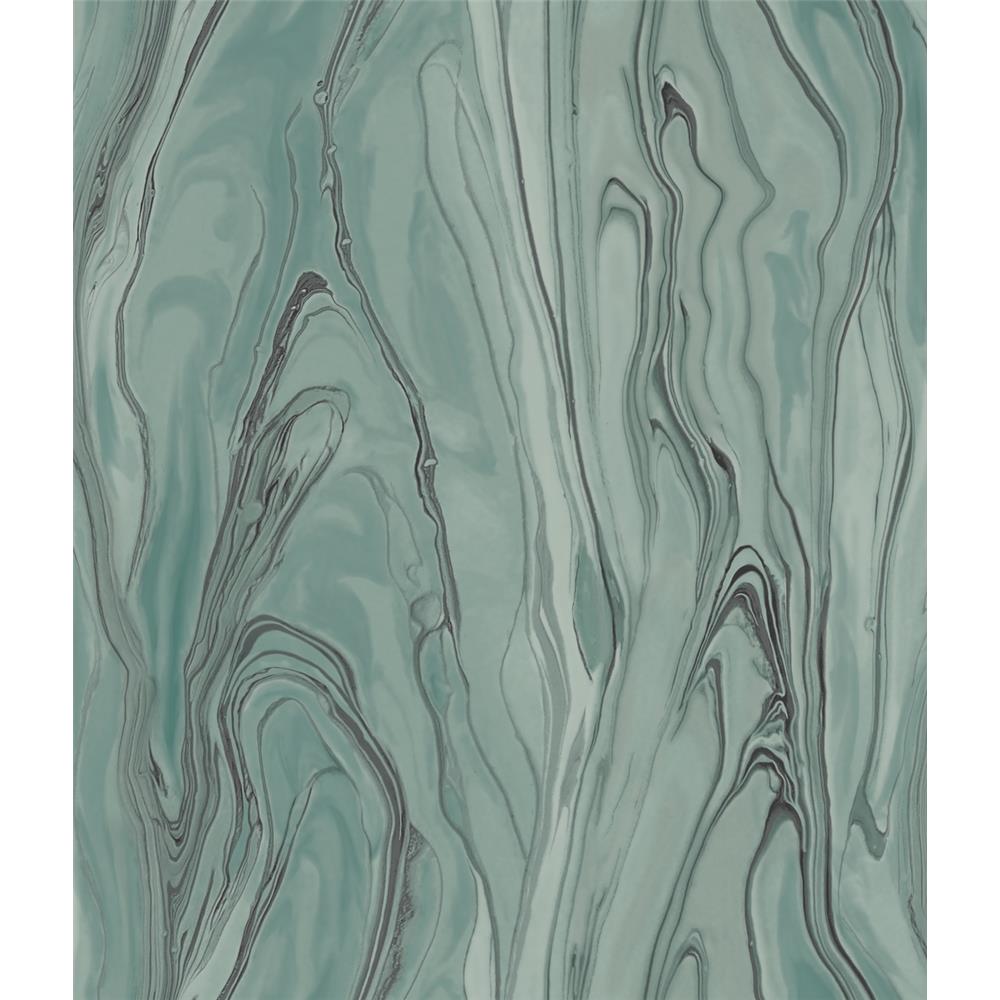 York Wallcoverings CL2576 Impressionist Liquid Marble Wallpaper in Green
