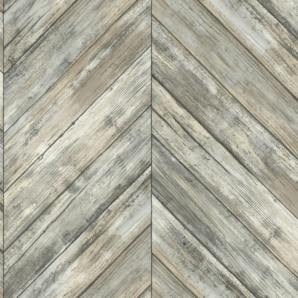 Inspired by Color by York Wallcoverings CM3340 Grey Herringbone Wood Boards Wallpaper