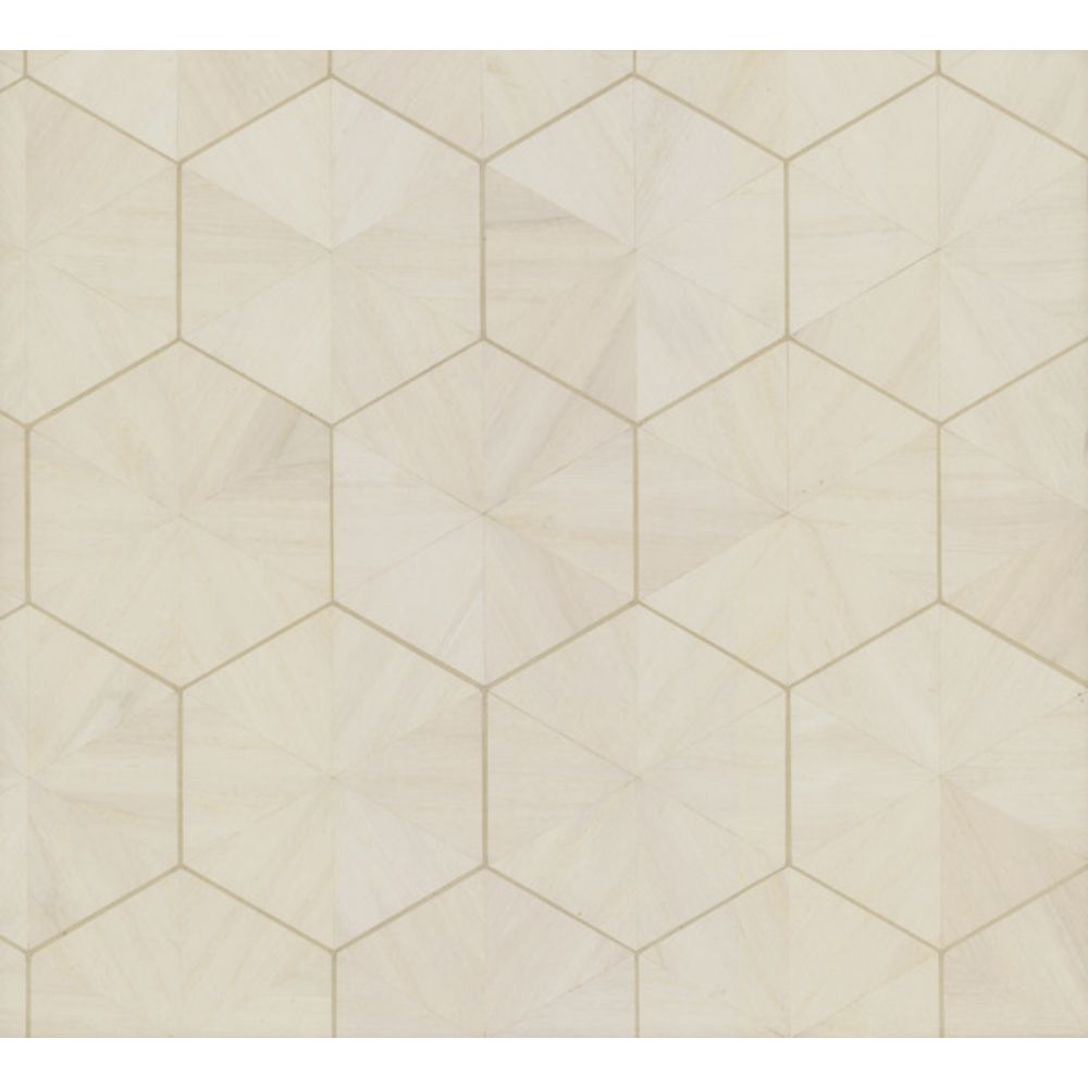 York Designer Series CR9111 Designer Resource Tip Card Hexagram Wood Veneer Wallpaper in Ivory