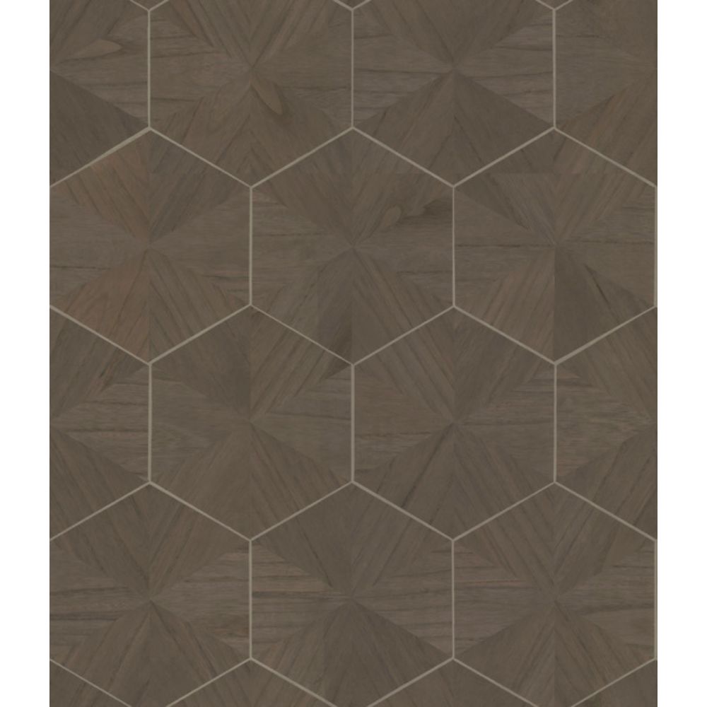 York Designer Series CR9112 Designer Resource Tip Card Hexagram Wood Veneer Wallpaper in Caper