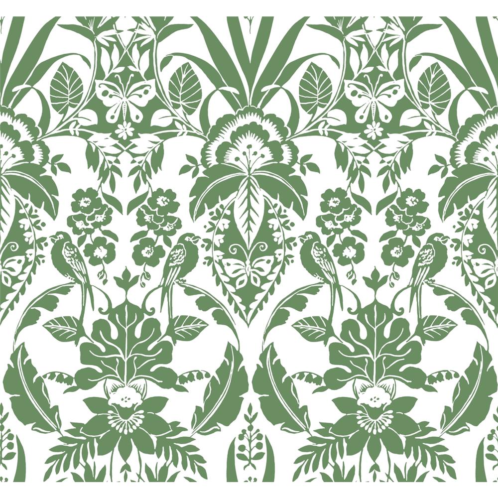 York CY1584 Conservatory Green Botanical Damask Wallpaper