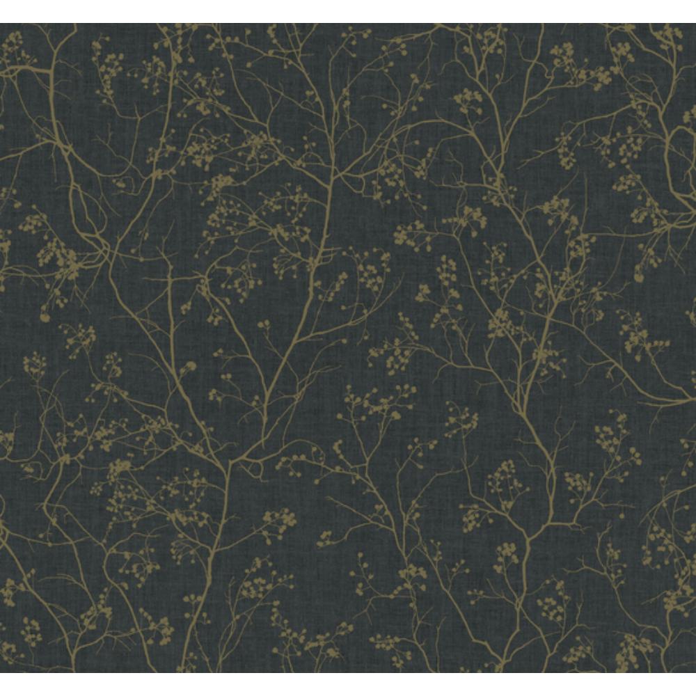York DD3811 Dazzling Dimensions Volume II Luminous Branches Wallpaper in Black/Gold