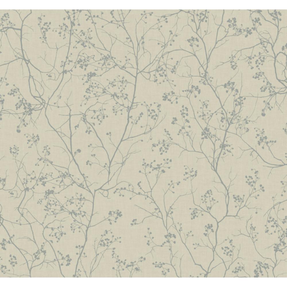 York DD3815 Dazzling Dimensions Volume II Luminous Branches Wallpaper in Taupe/Silver