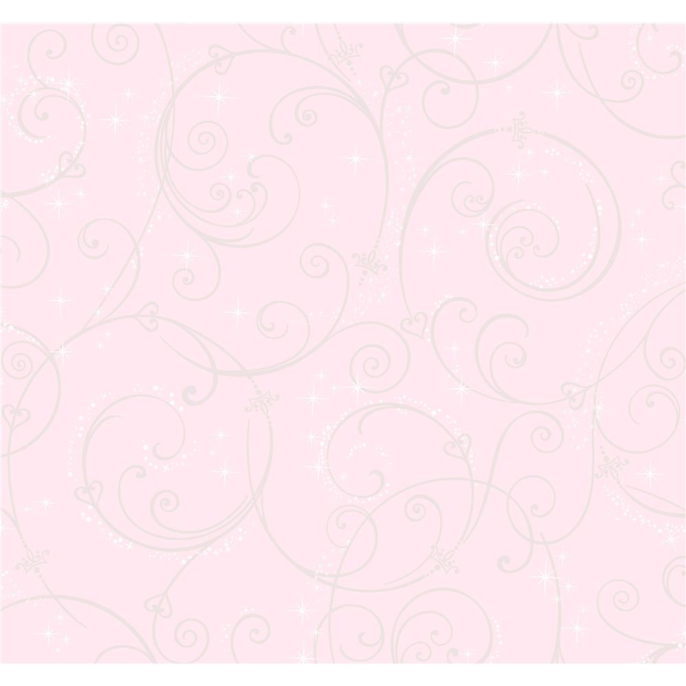 York DI0904 Disney Kids Vol. 4 Disney Princess Perfect Scroll Wallpaper in Pink/ Glitter