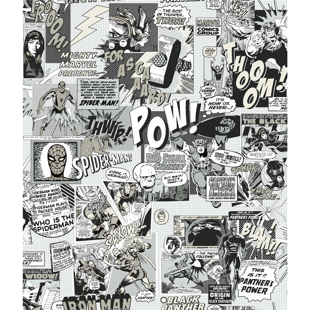 York DI0946 Disney Kids Vol. 4 Marvel Comics Pow! Wallpaper in Black/White