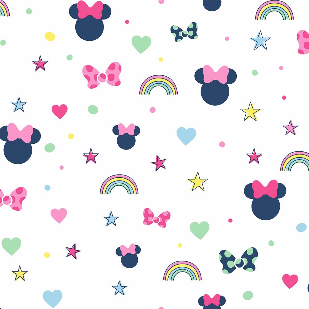 York DI0991 Disney Kids Vol. 4 Disney Minnie Mouse Rainbow Wallpaper in Pink