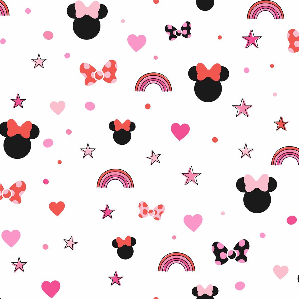 York DI0992 Disney Kids Vol. 4 Disney Minnie Mouse Rainbow Wallpaper in Red