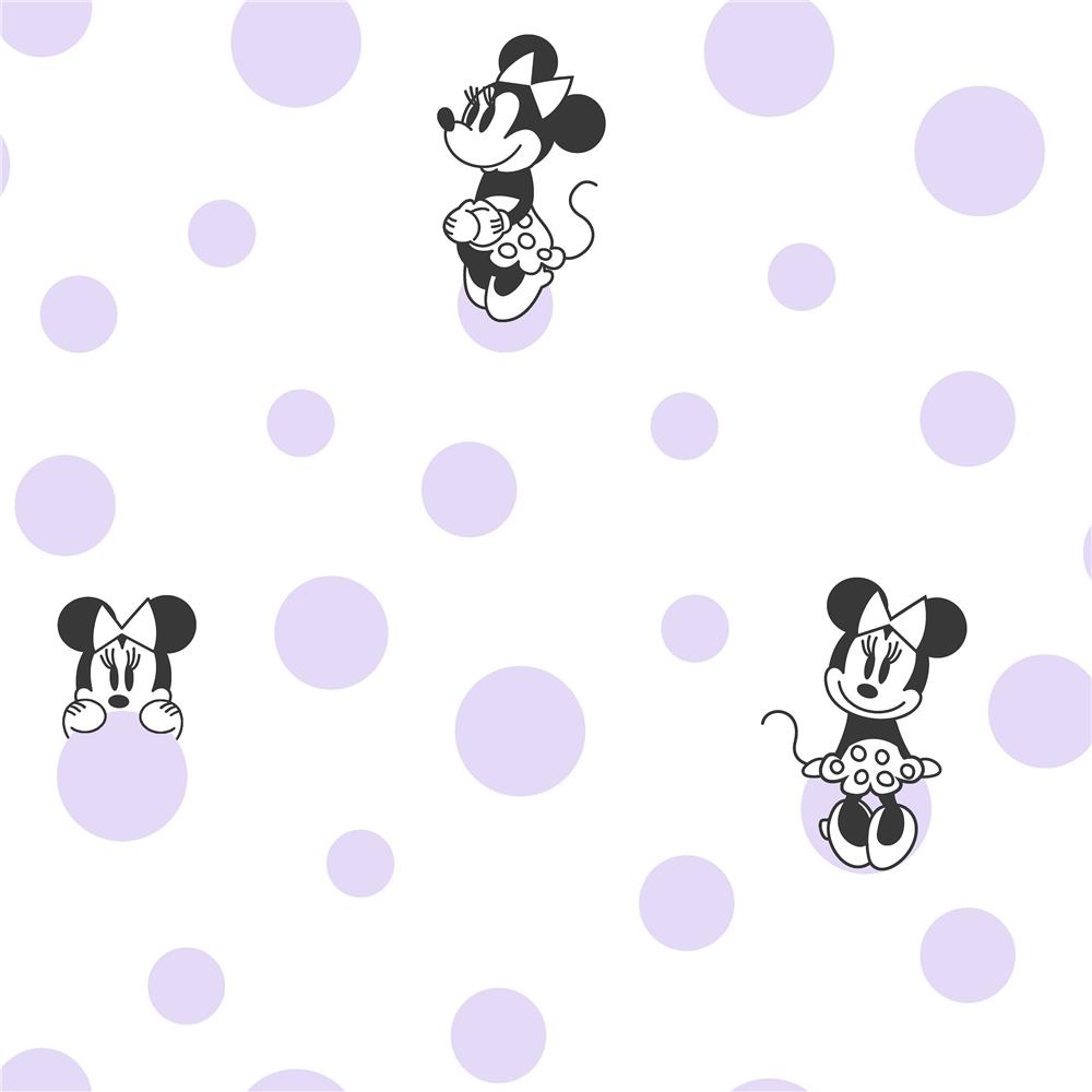 York DI1028 Disney Kids Vol. 4 Disney Minnie Mouse Dots Wallpaper in Purple