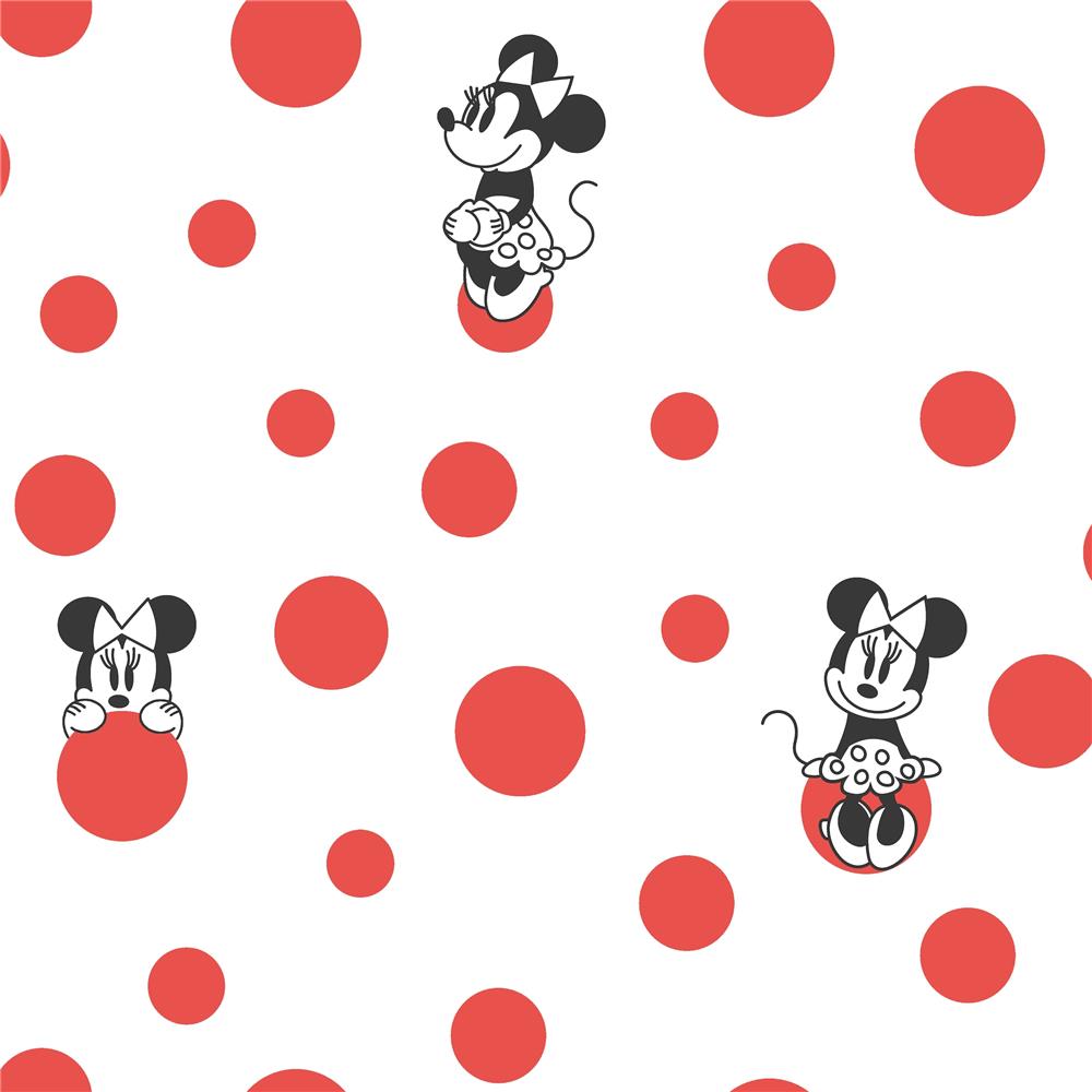 York DI1029 Disney Kids Vol. 4 Disney Minnie Mouse Dots Wallpaper in Red