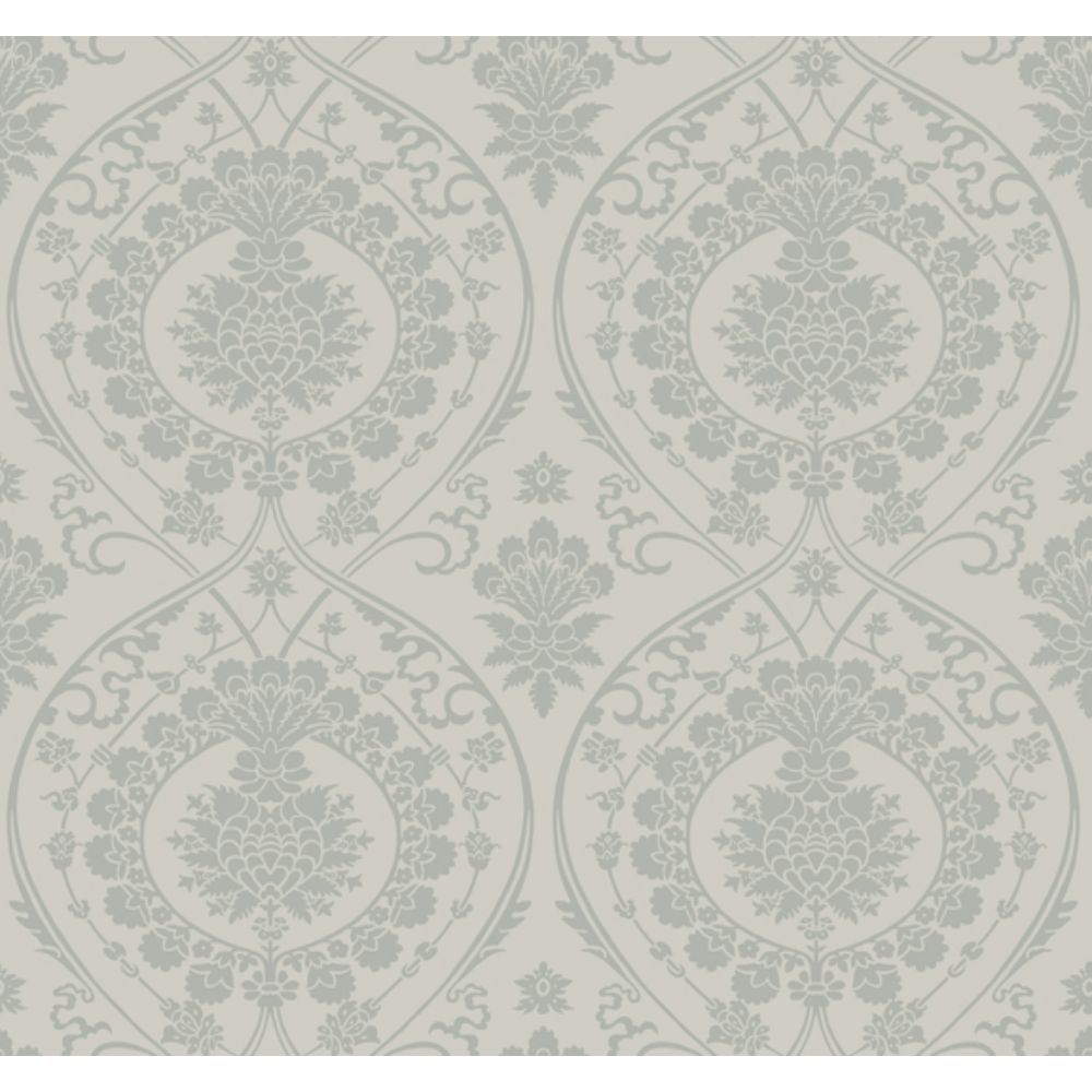 York DM4904 Damask Resource Library Imperial Damask Wallpaper in Gray/Silver