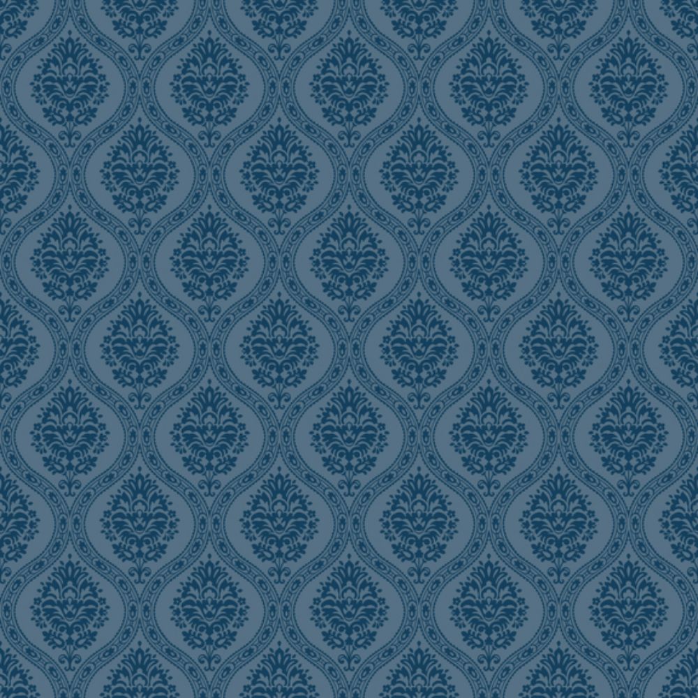 York DM5030 Damask Resource Library Petite Ogee Wallpaper in Navy