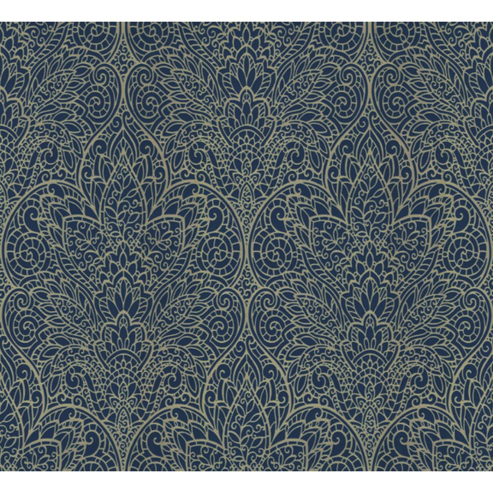 York Designer Series DT5013 Candice Olson After 8 Paradise Wallpaper in Navy/Gold