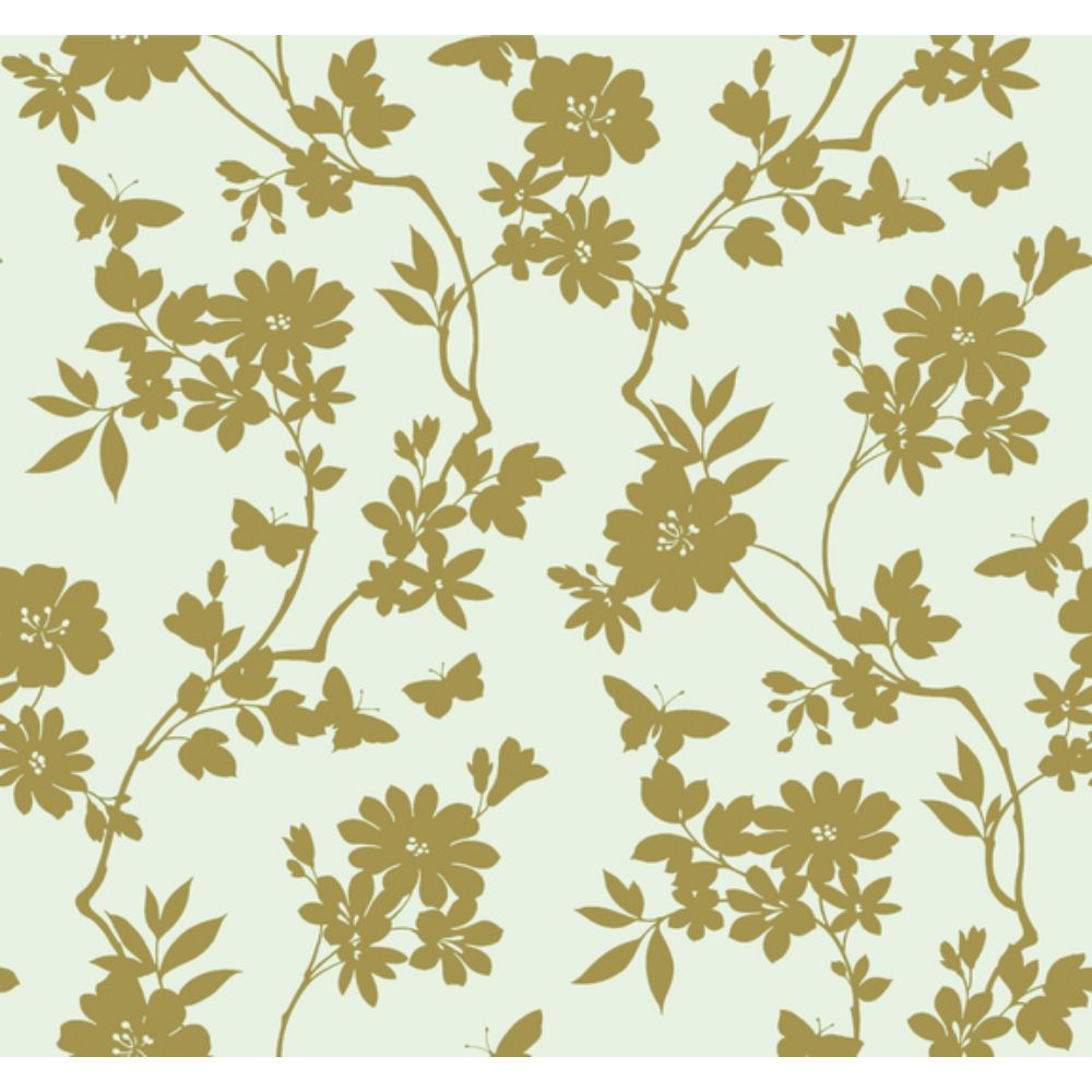 York Designer Series DT5022 Candice Olson After 8 Flutter Vine Wallpaper in White/Gold