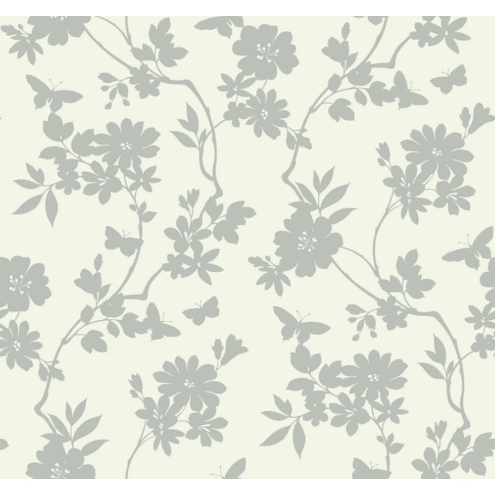 York Designer Series DT5023 Candice Olson After 8 Flutter Vine Wallpaper in White/Silver