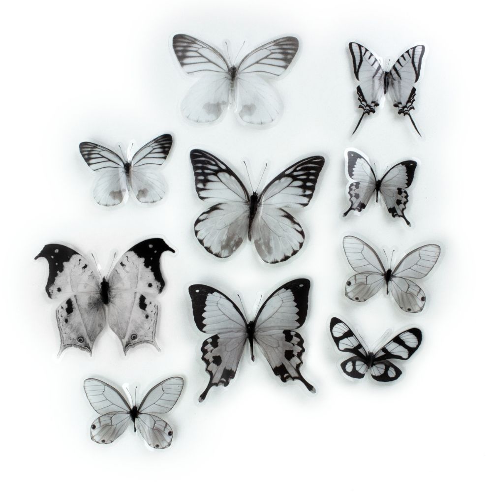 RoomMates by York EMB5066SCS RoomMates Black And White Butterfly Embellishments in Black, White