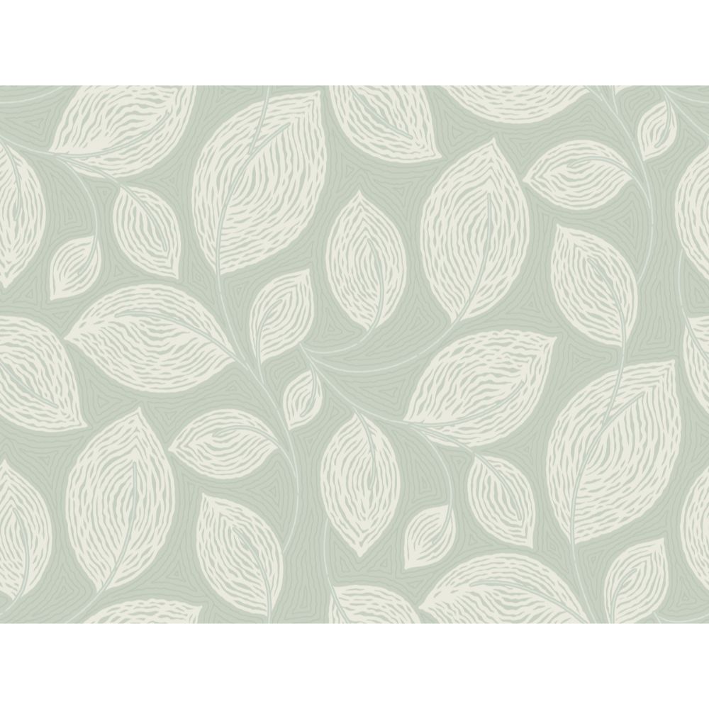 York Designer Series EV3921 Casual Elegance Green Contoured Leaves Wallpaper