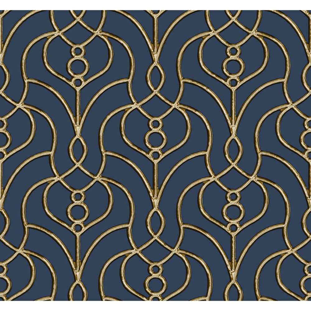 York Designer Series EV3946 Casual Elegance Navy Divine Trellis Wallpaper