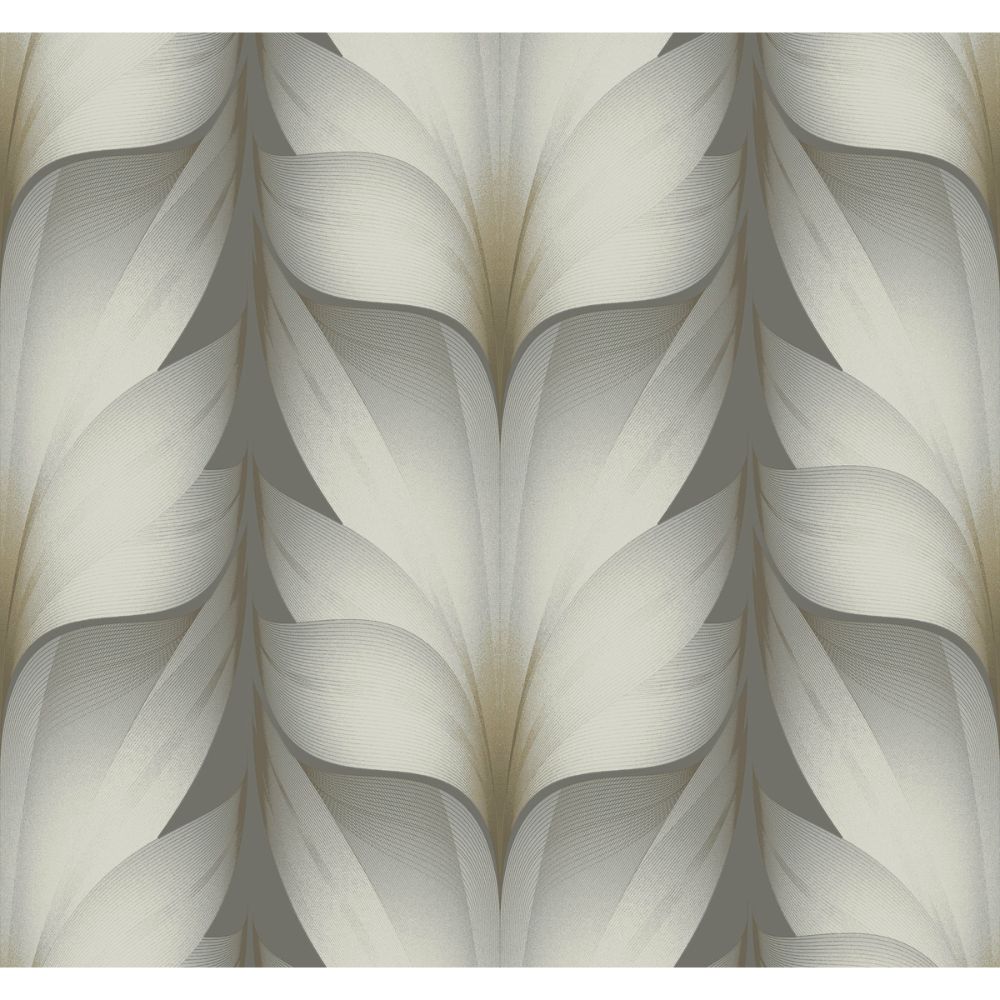 York Designer Series EV3953 Casual Elegance Charcoal Lotus Light Stripe Wallpaper