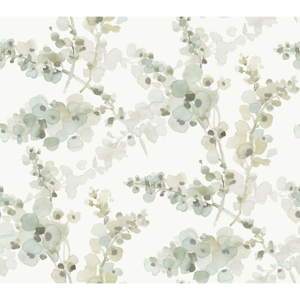 York Designer Series EV3972 Casual Elegance Mineral Green Blossom Fling Wallpaper