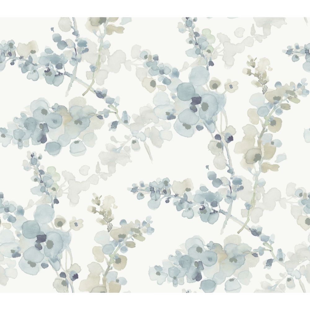 York Designer Series EV3974 Casual Elegance Blue Blossom Fling Wallpaper