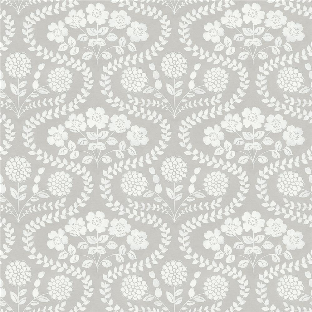 York FH4021 Simply Farmhouse Folksy Floral Wallpaper in Beige/White