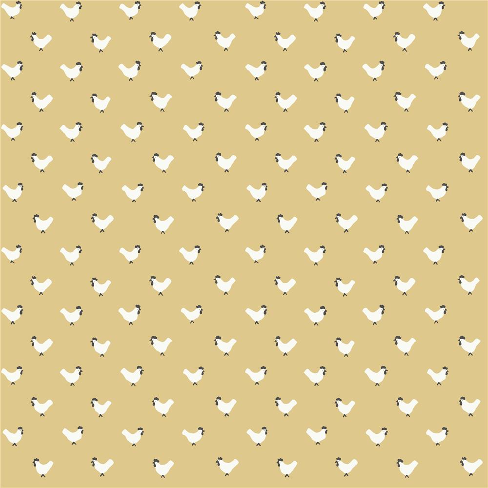 York FH4074 Simply Farmhouse Roost Wallpaper in Yellow