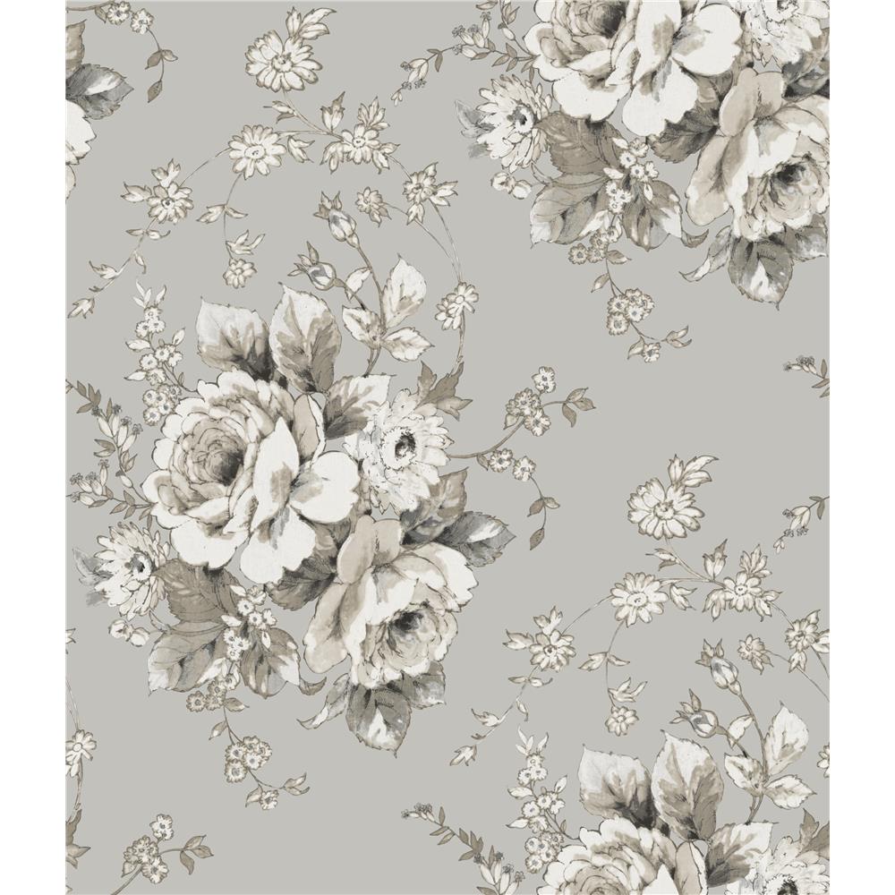 York FH4089 Simply Farmhouse Heritage Rose Wallpaper in Taupe/Linen