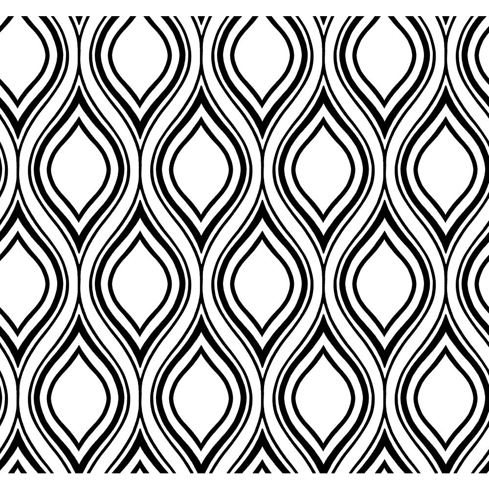 Inspired by Color by York Black & White Ogee Wallcovering in White/Black