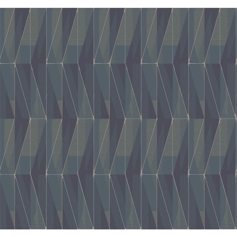 York GM7560 Geometric Resource Library On An Angle Wallpaper in Blue