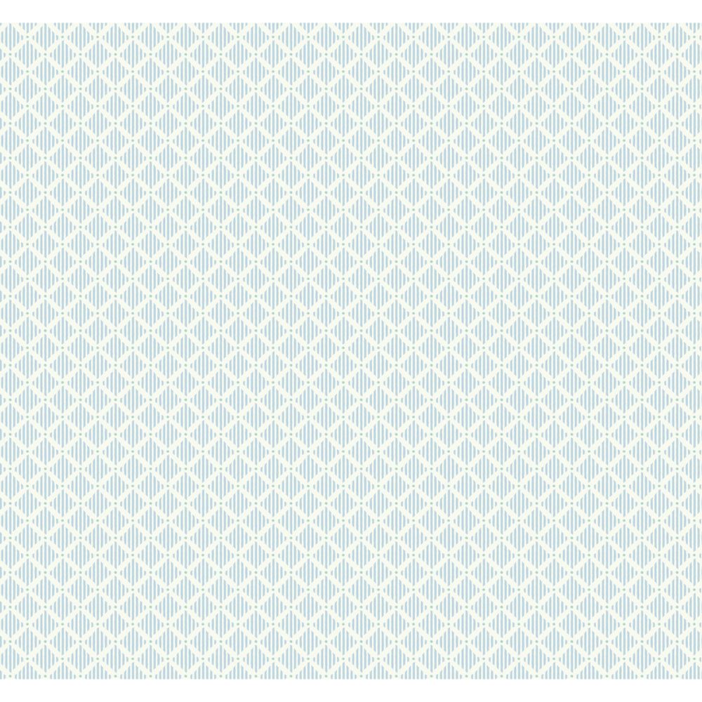 York Wallcoverings GR6005 Grandmillennial Diamond Gate Wallpaper in Blue/White