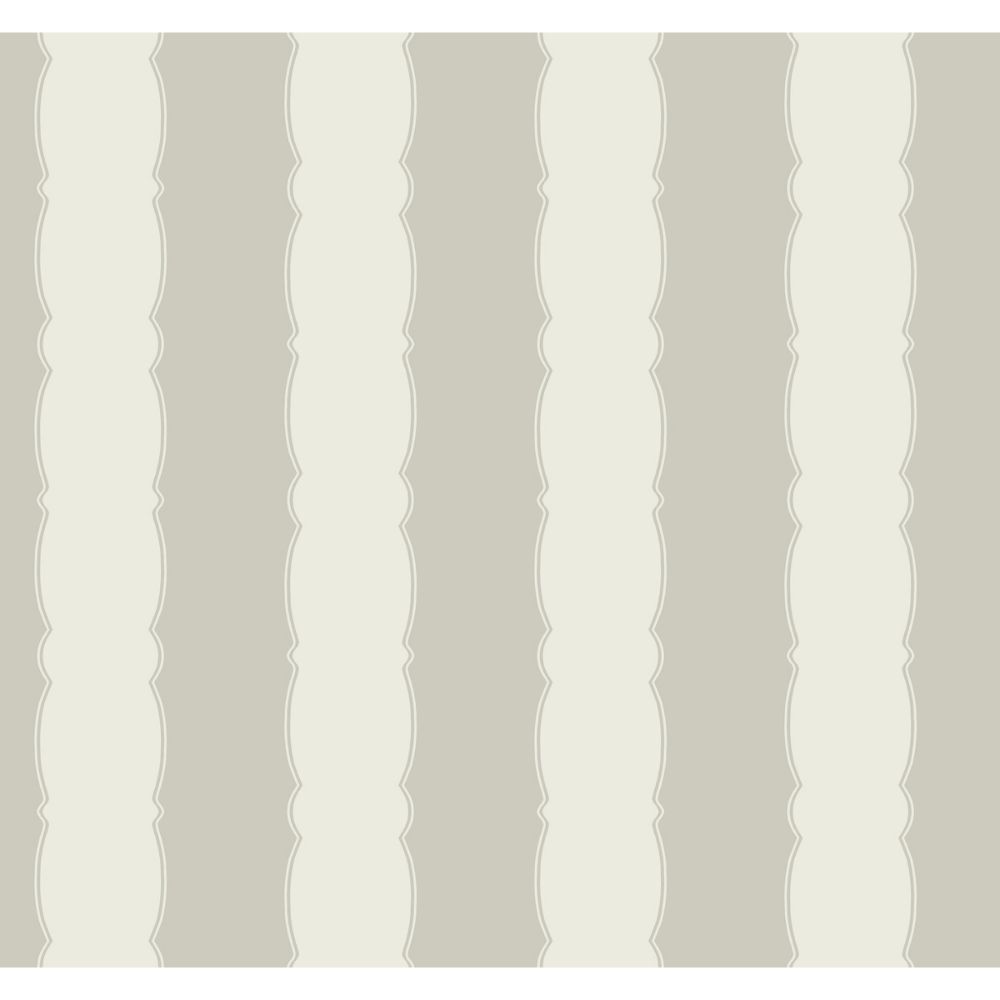 York Wallcoverings GR6013 Grandmillennial Scalloped Stripe Wallpaper in Gray