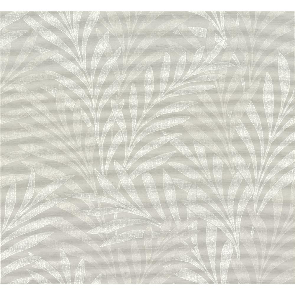 York Designer Series HC7500 Handcrafted Naturals Tea Leaves Stripe Wallpaper in Lt Grey